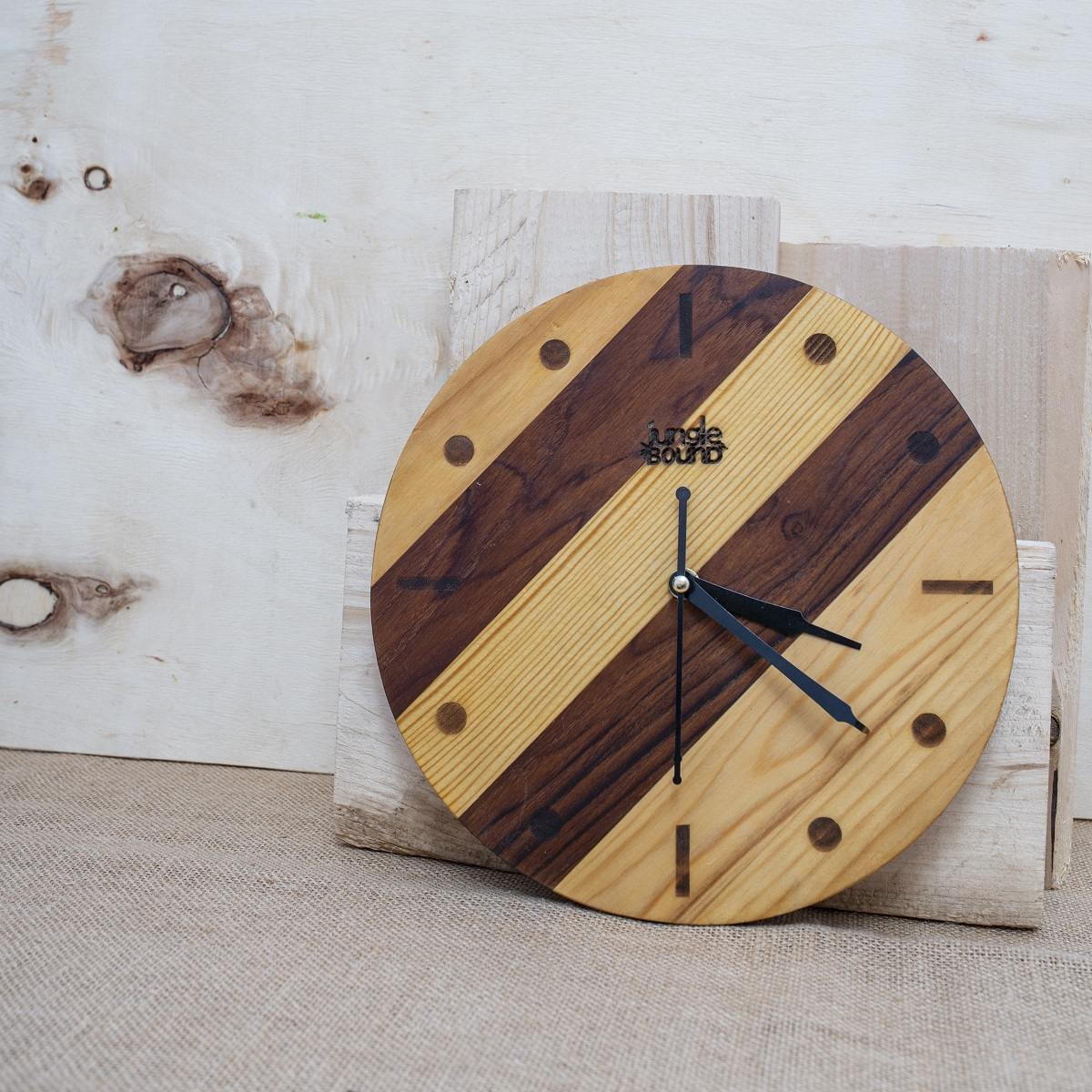 Wooden Wall Clock (Round) – Handmade Wooden Wall Décor Clock with Natural Finish, Minimal Modern Style for Home/Office, Eco-Friendly Wall Hanging Gift for Living Room